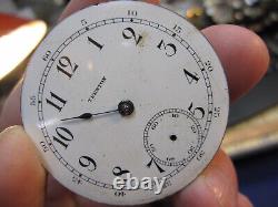 RARE 18s Trenton Convertable OF or HC LS pocket watch movement w good staff