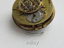 RARE CHEVALIER 1800's FRENCH VERGE FUSEE POCKET WATCH MOVEMENT DIAL REPAIR