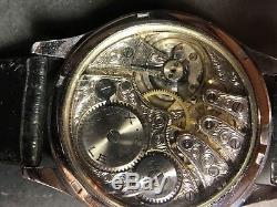 ROLEX Converted Pocket Watch Movement c1920's Hand-Engraved Extra Leather Strap