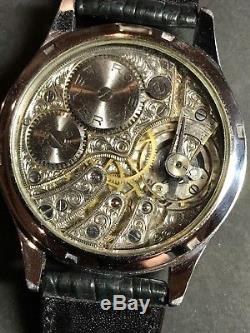 ROLEX Converted Pocket Watch Movement c1920's Hand-Engraved Extra Leather Strap