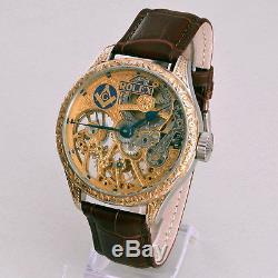 ROLEX LEVER MASONIC Maxi Skeleton HAND-ENGRAVED ART movement Pocket Watch 1920s