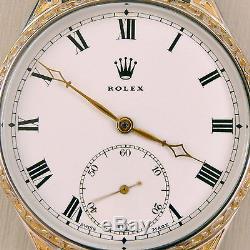 ROLEX LEVER SWISS MADE ART Hand-Engraved Pocket Watch Movement 1920s