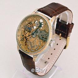 ROLEX MASONIC Maxi Skeleton HAND-ENGRAVED movement Cal. 548 Pocket Watch 1940s