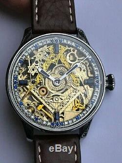 ROLEX MASONIC Skeleton Elegant Marriage Pocket Watch Movement