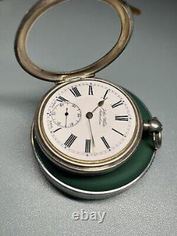 RUNNING 20s English Key Wind Silver Dennison Pocket Watch Buren 3/4 Movement