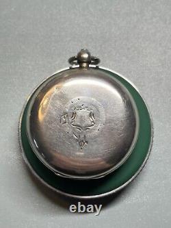 RUNNING 20s English Key Wind Silver Dennison Pocket Watch Buren 3/4 Movement