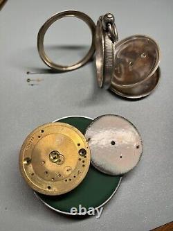 RUNNING 20s English Key Wind Silver Dennison Pocket Watch Buren 3/4 Movement