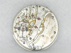 Rare 16s Hampden 21 Jewel Wm. Mckinley Pocket Watch Movement & Montgomery Dial