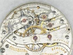 Rare 16s Hampden 21 Jewel Wm. Mckinley Pocket Watch Movement & Montgomery Dial