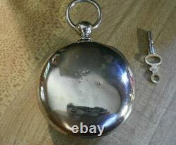 Rare 1887 18S Aurora Keywind kw Pocket Watch withOresilver case Runs good