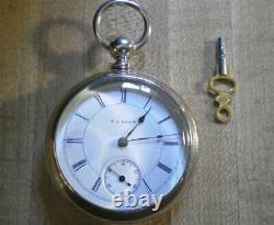 Rare 1887 18S Aurora Keywind kw Pocket Watch withOresilver case Runs good