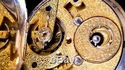Rare Captain's Duplex Movement Pocket Watch. 950 Silver OF KW KS 50 mm Ca 1870's