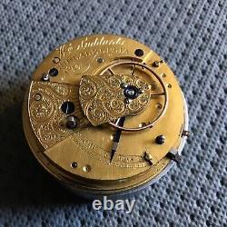 Rare Colonial American Fusee Lever Pocket Watch Movement For Parts Or Repair