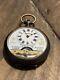 Rare Early 1900s Pocket Watch 8-days Gold Enamel Face Swiss See Movement Working