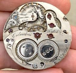 Rare Early Production 18s Columbus Watch Co. With Exposed Winding Wheels No. 2024