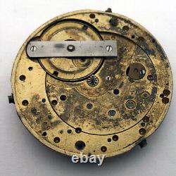 Rare For Part ANTIQUE Pocket Watch Movement Carved Pattern Repair Not Work I