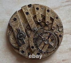 Rare For Part ANTIQUE Pocket Watch Movement Carved Pattern for Repair for Parts