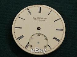 Rare High Grade CARL H Hain & Co. San Francisco Pocket Watch Movement -4 Parts