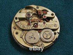 Rare High Grade CARL H Hain & Co. San Francisco Pocket Watch Movement -4 Parts