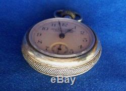 Rare Ingersoll Triumph Rim Wind Skeleton Movement Open Face Pocket Watch