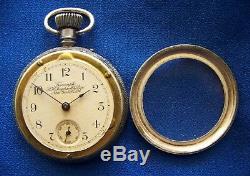 Rare Ingersoll Triumph Rim Wind Skeleton Movement Open Face Pocket Watch