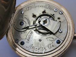 Rare J. P. Stevens Atlanta 18 Size Hunter Case Pocket Watch Aurora Made Movement
