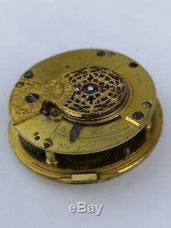 Rare Verge Fusee Doctors Pocket Watch Movement With Gold Hands Ticking (BM2)