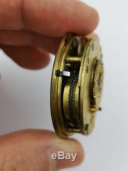 Rare Verge Fusee Doctors Pocket Watch Movement With Gold Hands Ticking (BM2)
