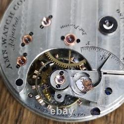 Rare Waltham 1874 American Watch Co Pocket Watch Movement, 6.5k Made (W168)
