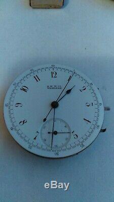 Rare Waltham chronograph pocket watch movement