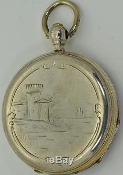 Rare antique Chinese Qing Dynasty fancy engraved movement pocket watch c1880