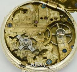 Rare antique Chinese Qing Dynasty fancy engraved movement pocket watch c1880