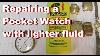 Repairing An Antique Pocket Watch With Lighter Fluid