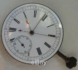 Repeater & Chronograph Pocket watch movement & enamel dial stem to 3