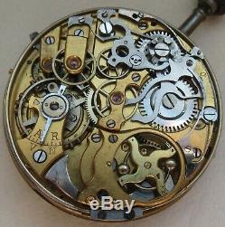 Repeater & Chronograph Pocket watch movement & enamel dial stem to 3