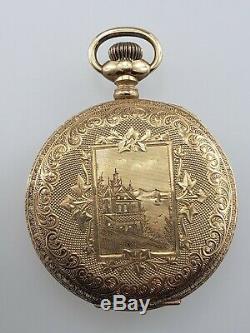 Running Solid 14K US Assay Gold Waltham Hunter Pocket Watch Case Movement