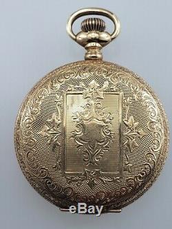 Running Solid 14K US Assay Gold Waltham Hunter Pocket Watch Case Movement