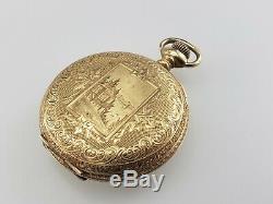 Running Solid 14K US Assay Gold Waltham Hunter Pocket Watch Case Movement