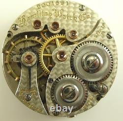 Scarce Hamilton 988 Pocket Watch Movement Running Condition