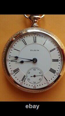 Scarce Rare -1904 18s Elgin17j Overland Gold Pocket Watch Movement (fe)