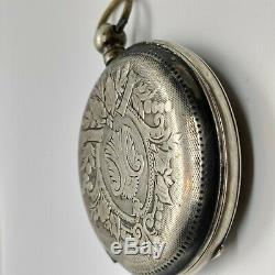 Silver 875 Pocket Watch Tobias Antique Case Parts 1800s Movement Rare Retro Vint