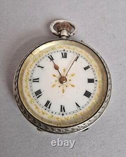 Silver Pocket Watch Ladies, Swiss Made Movement, 925 London Import Stamp 1913