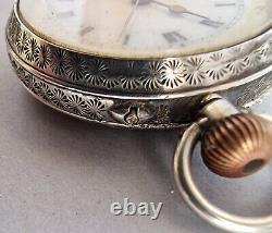 Silver Pocket Watch Ladies, Swiss Made Movement, 925 London Import Stamp 1913