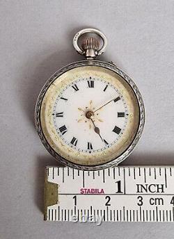 Silver Pocket Watch Ladies, Swiss Made Movement, 925 London Import Stamp 1913