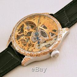 Skeleton Eagle VS. Snake HAND-ENGRAVED ART vintage Pocket Watch movement 1920s