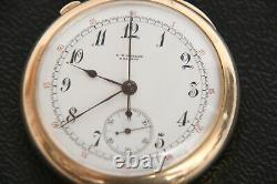 Solid 14k C. H. Meylan split second chronograph pocket watch complicated movement