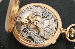 Solid 14k C. H. Meylan split second chronograph pocket watch complicated movement