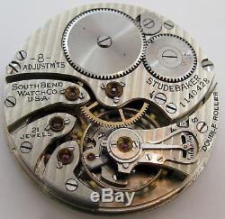 South Bend Studebaker 16s Pocket watch movement 21 jewels 8 adj. For Open Face