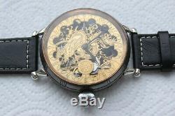 Swiss Pocket Watch Omega Movement SKELETON Dragon