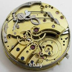 Swiss repeater jeweled Pocket Watch Movement incomplete for parts diameter 44 mm